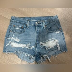 Levi’s originals 501 shorts distressed denim